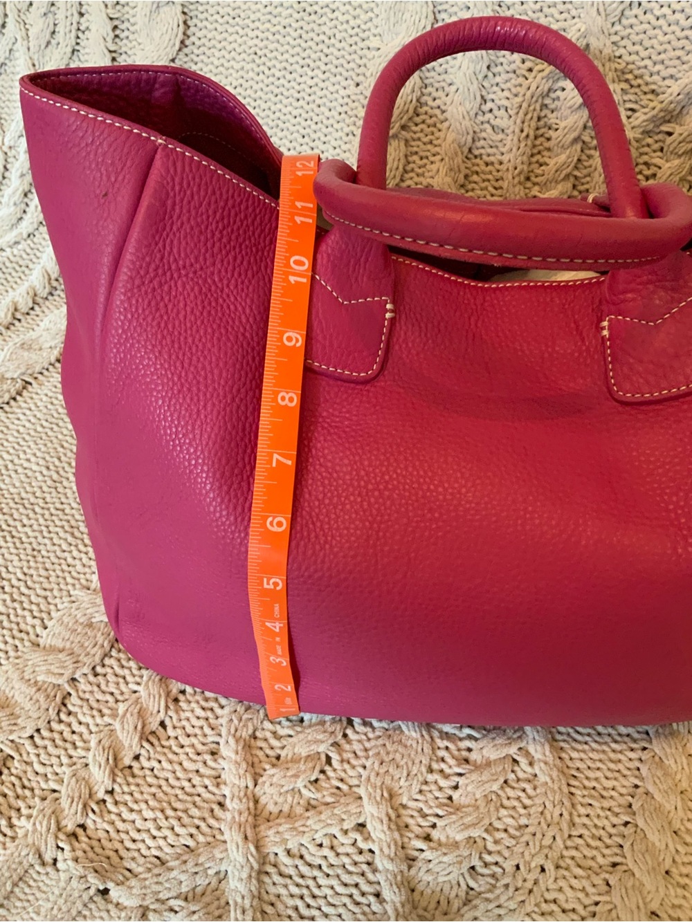 Ann Taylor Fuchsia Soft Pebbled Leather Tote - Picture 8 of 14
